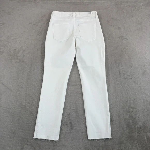 Frank & Eileen Raw Hem Stretch 5 Pocket Pants in White Women 27 Zip Fly $298
